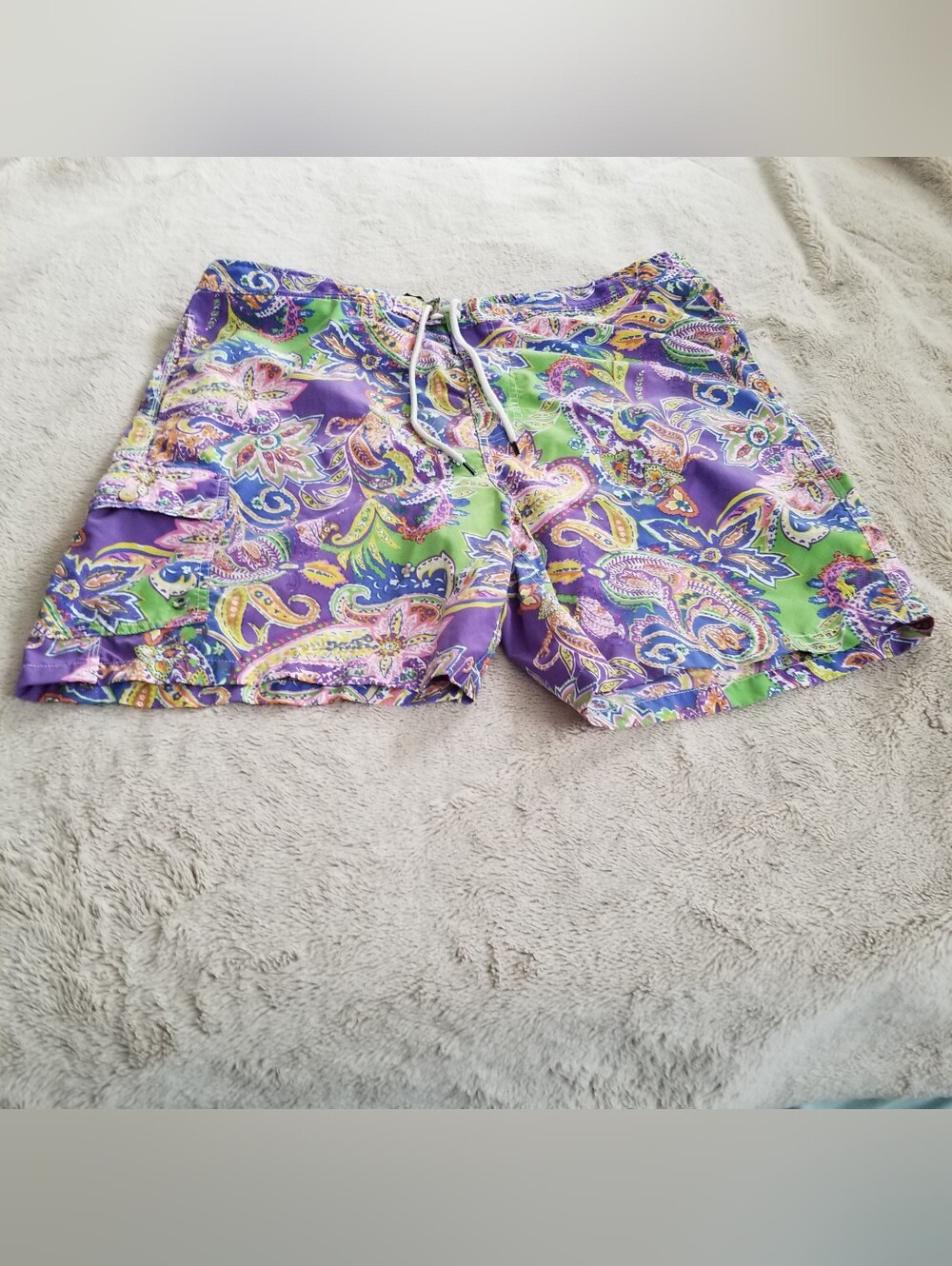 Ralph Lauren Green Pink Purple Paisley Swim Shorts Trunks XXL